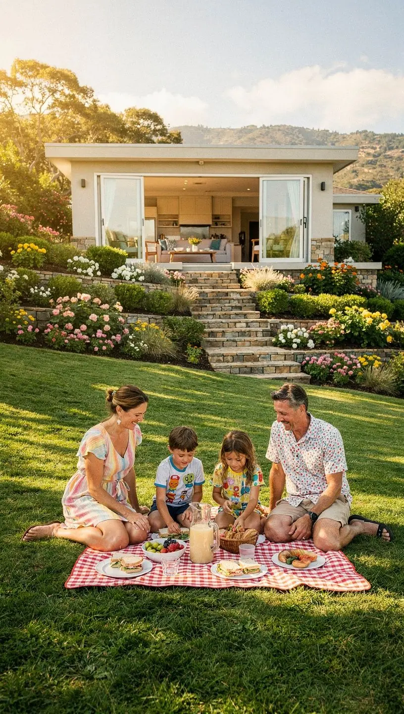 Уютная гостиная с большими окнами, наполняющими пространство светом.