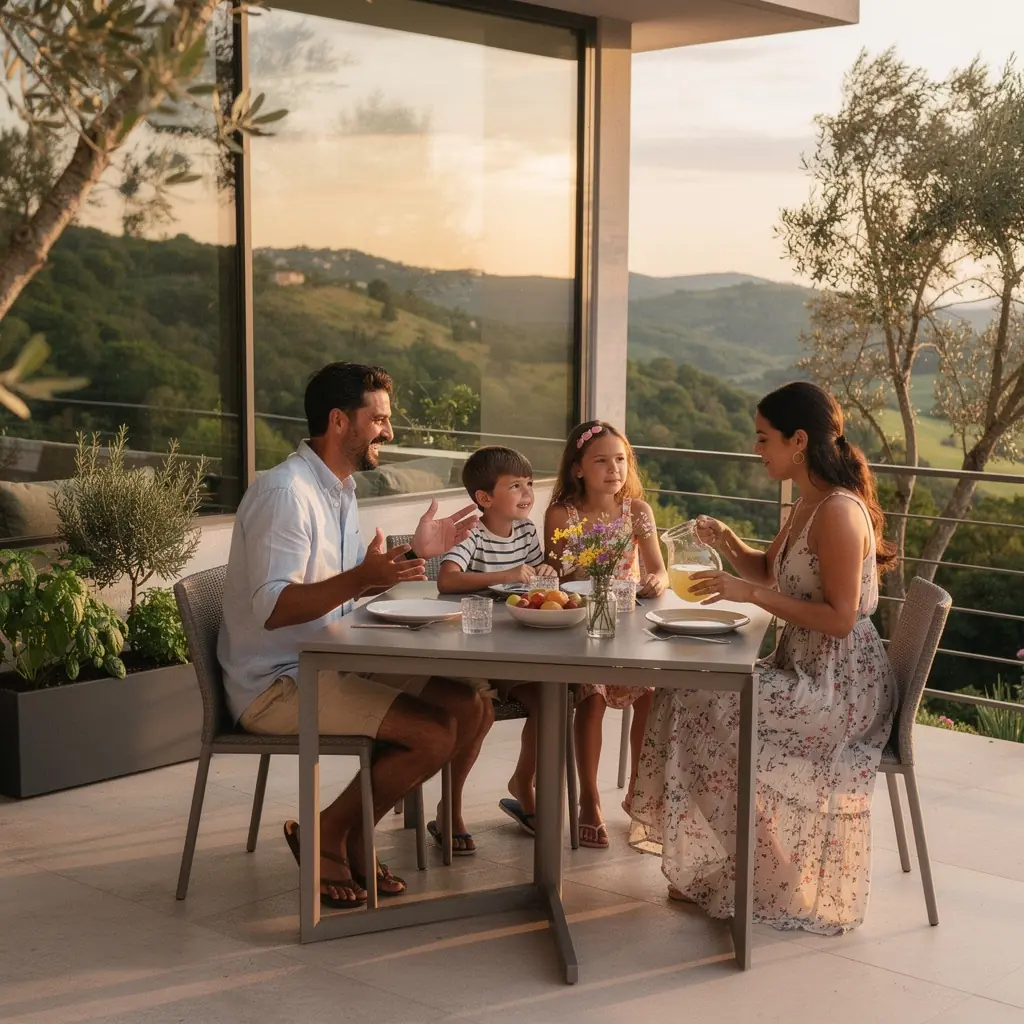 Элегантный интерьер квартиры с большими окнами и современным дизайном