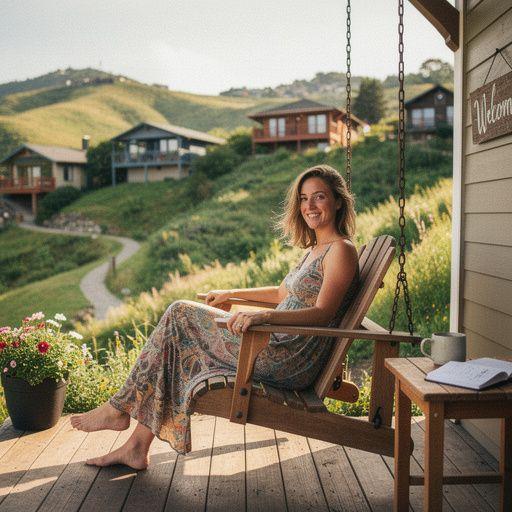 Вид на жилой комплекс с окружающими холмами и природой